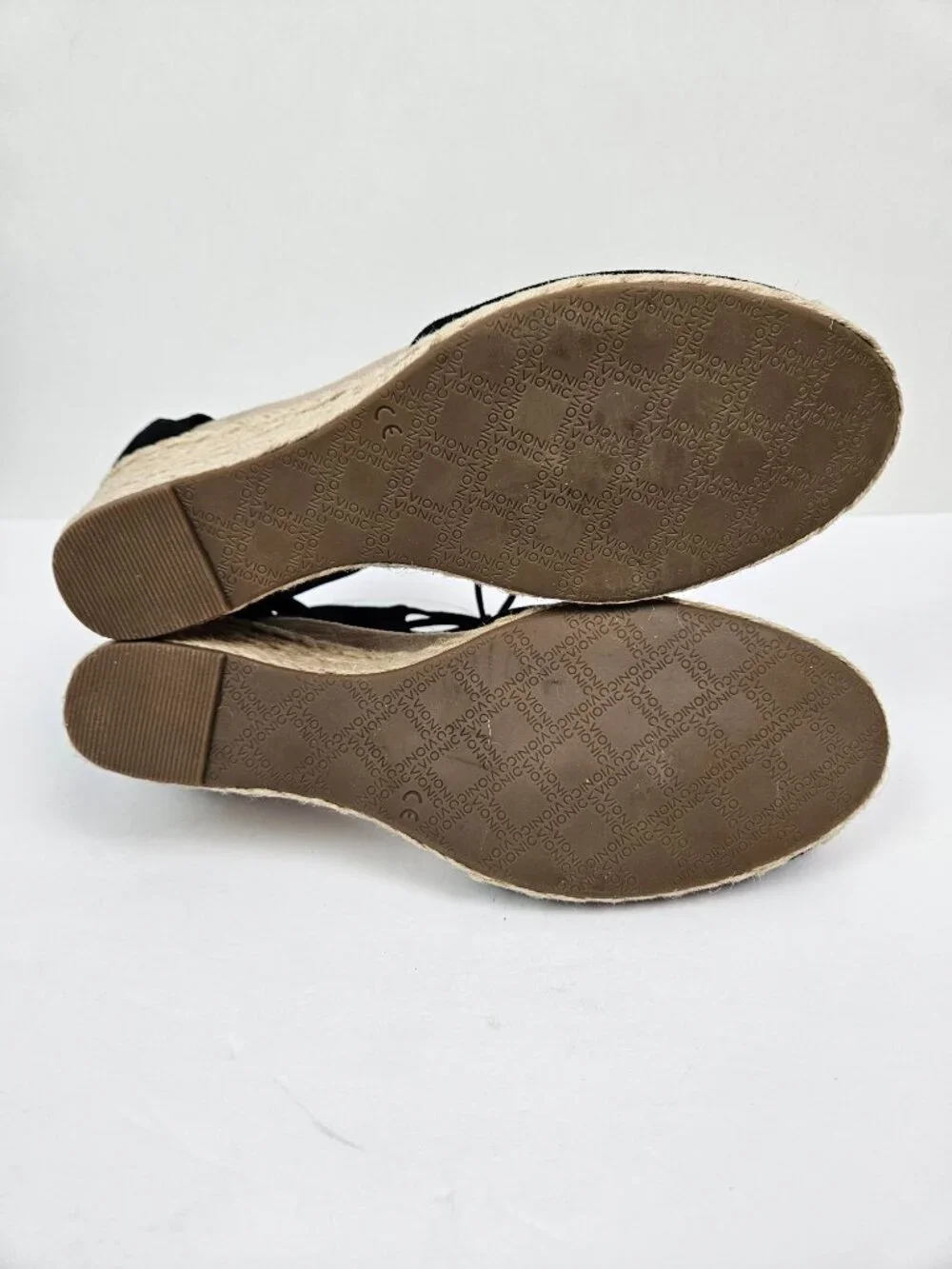 Vionic Calypso Black Suede Strappy Comfort Espadrille Wedge 10